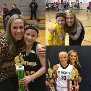 Mother and daughter with trophies and medals