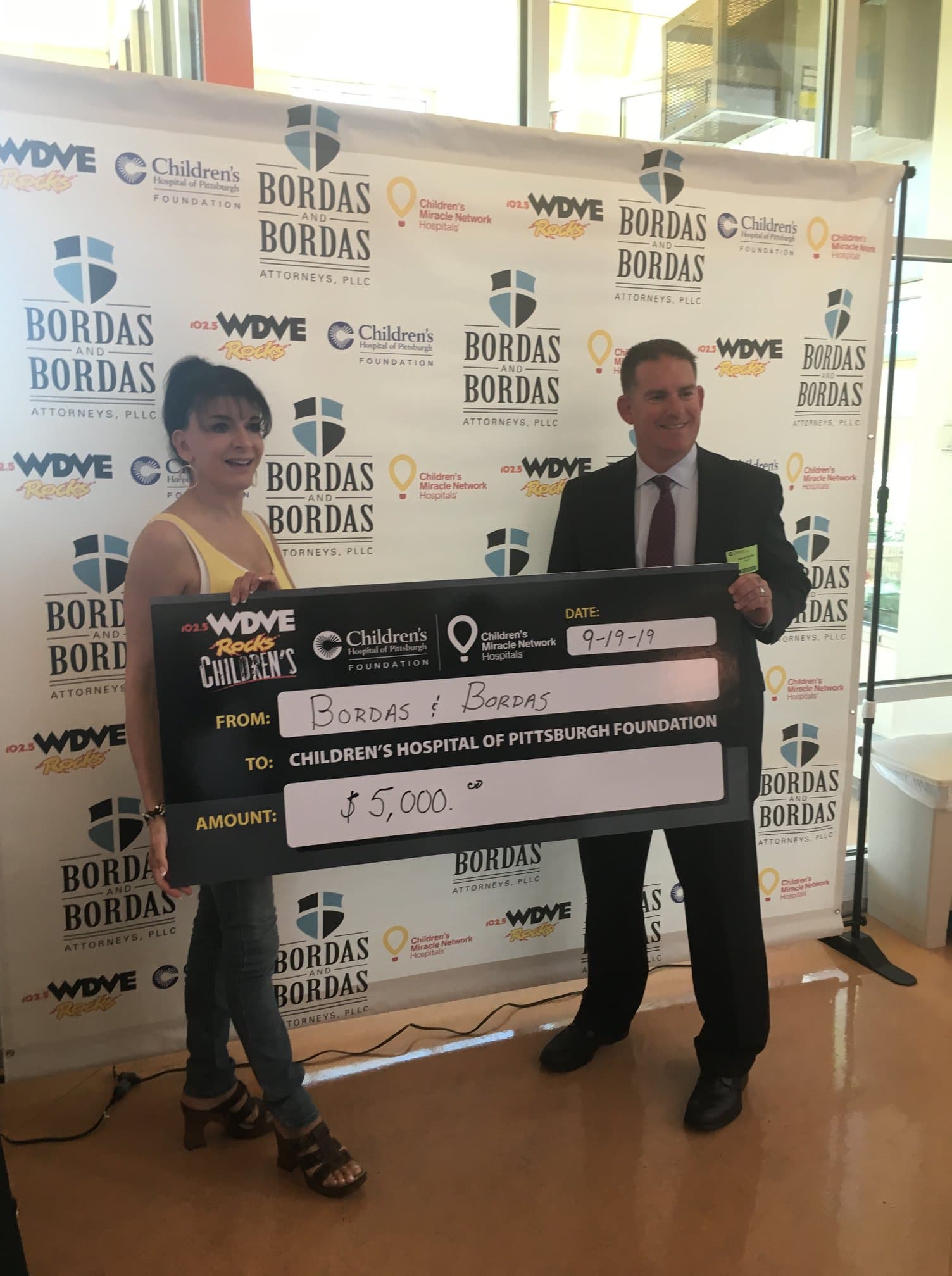 Bordas & Bordas Donates $5,000 to Childrens Hospital of Pittsburgh Foundation 2019